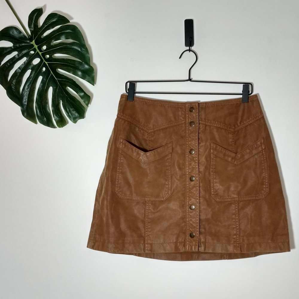 Free People Oh Snap Vegan Suede Mini Skirt - Brown